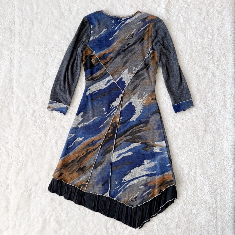 VTG 90s Y2K Frank Lyman Patchwork Asymmetrical Flare Dress US8 Boho Whimsigoth - Picture 2 of 7